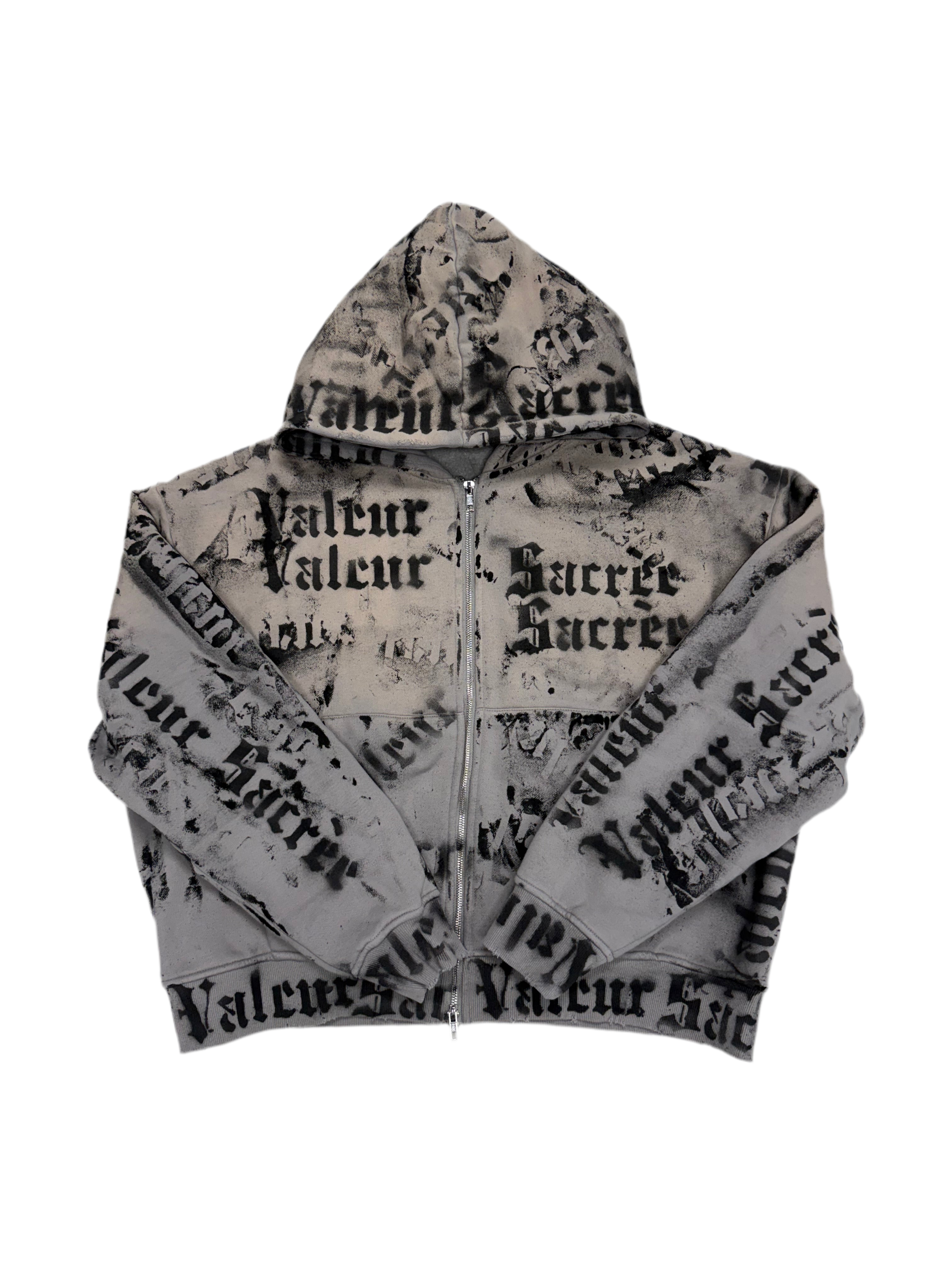 Grey Graffiti Zip Up