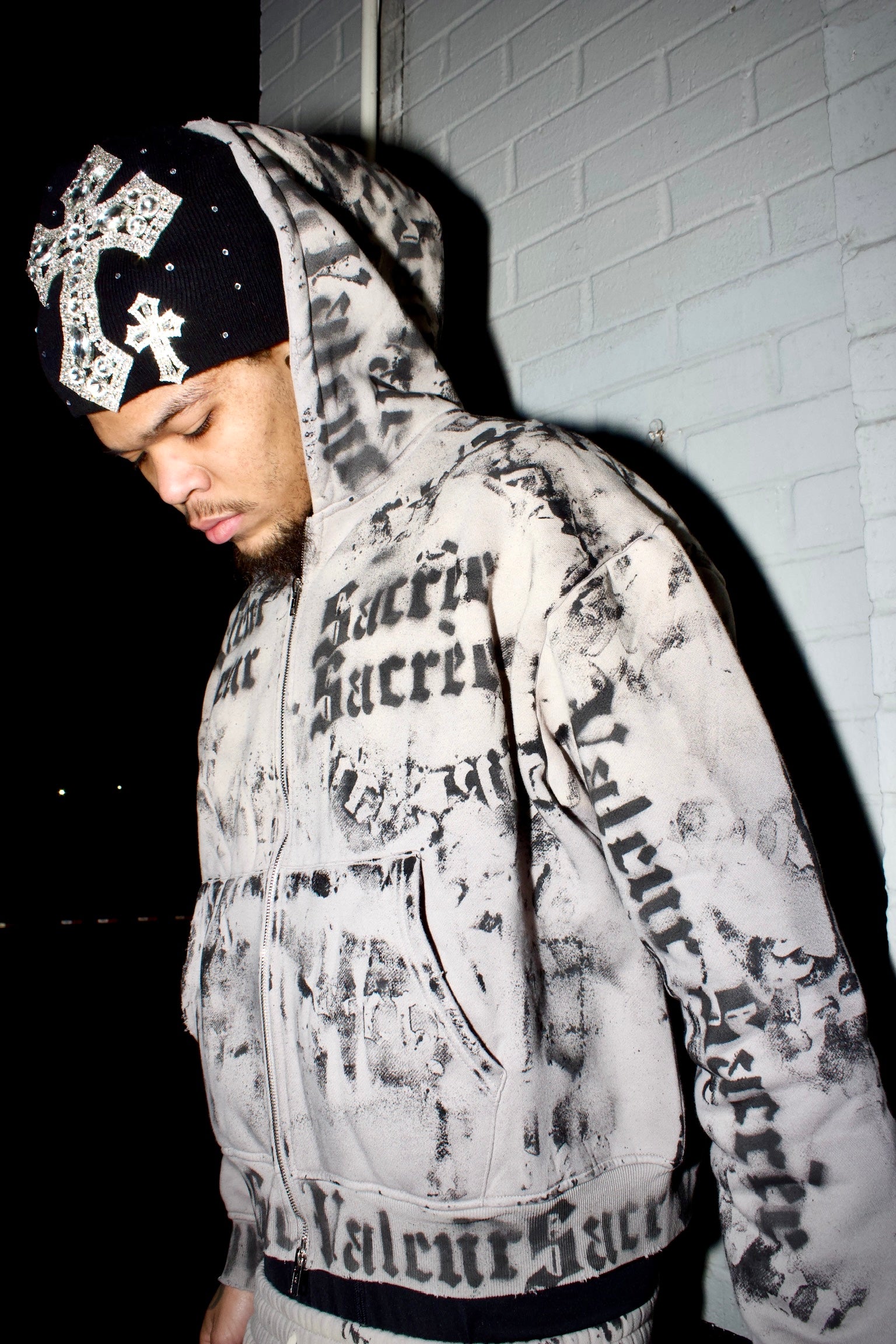 Grey Graffiti Zip Up