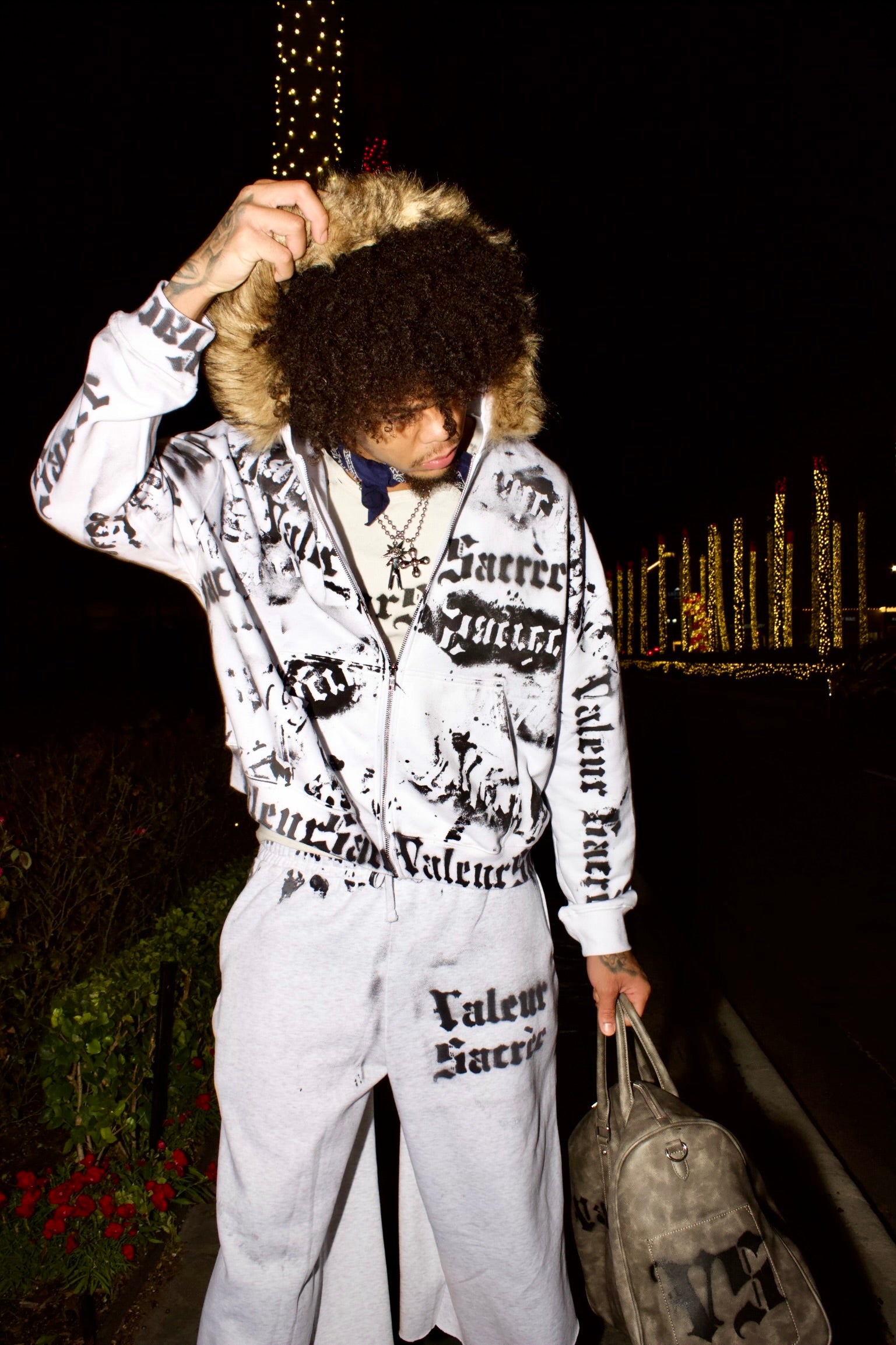 SCREP スクレップ ファージャケット 希少　VUITTON柄　hiphop Supreme WTAPS Faux Fur Hooded Jacket (FW21) - $448